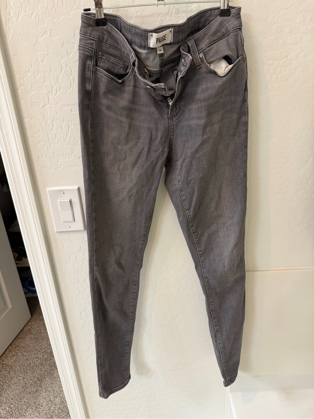 PAIGE Charcoal Skinny High-Rise Jeans